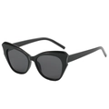 Classic black cat eye sunglasses with thick frames and UV protection for women - Black Frame Grey Lens (C1)