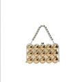 Detail of evening bag with golden mirror spheres and silver beaded handle decorations - Silver-Gold Mix