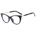 Occhiali cat eye con montatura nera e stanghette in metallo color oro champagne donna - Nero Lucido