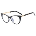 Occhiali cat eye con montatura nera, stanghette in metallo dorato e lenti anti-luce blu - Montatura Nera con Motivo Rame