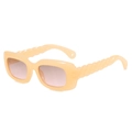 Lunettes de soleil rectangulaires rétro pêche crème avec branches tressées uniques - C9 Orange Gelée