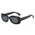 Lunettes de soleil noires avec branches à texture spirale et verres gris foncé - C1 Monture Noire