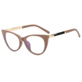 Mocha cat-eye frames with gold metal temples and crystal detail for women - Khaki Frame