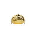 Detail view of the metallic gold shell evening clutch with a ball clasp and chain strap - Gold Without Handle