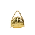 Detail of a golden shell evening bag featuring a pearl handle and chic metal chain strap - Gold With Handle
