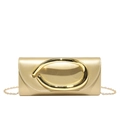 Elegante bolso de noche dorado con acabado metálico y gran hebilla metálica de forma oval - Dorado