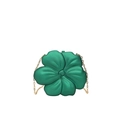 Detail of green acrylic flower evening bag with a golden chain and matte floral texture - Green