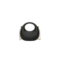 Détail du sac croissant noir minimaliste en acrylique avec chaîne dorée et fini mat - Noir