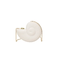 Elegante pochette a conchiglia bianca opaca con catena dorata e trama a spirale - Bianco