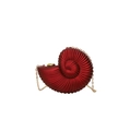 Borsa da sera rossa a forma di conchiglia con texture opaca e catena dorata - Rosso