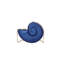 Borsa da sera a forma di conchiglia blu navy con trama a spirale e catena oro - Blu