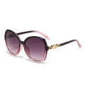 Stylish oversized purple gradient sunglasses for women with gold chain detail on the temples - C8 Gradient Purple Frame Grey Pink Lens