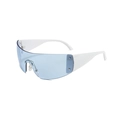 Futuristische oversized witte zonnebril met lichtblauwe glazen en ster-klinknagels - Wit Frame Blauwe Lens