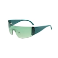 Futuristische zonnebril met donkergroene oversized glazen en ster-klinknagels - Groen Frame / Groene Lenzen