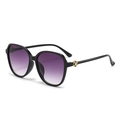 Lunettes de soleil oversize élégantes avec verres dégradés violets et décor fleuri - Monture Noire Verres Dégradés Gris