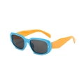 Blue and orange kids sunglasses with UV protection and stylish silver rivet accents - Blue Frame Yellow Temple Grey Lens