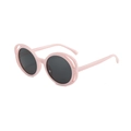 Hollow frame pink sunglasses for kids with grey lenses for sun protection on white background - Light Pink Frame Grey Lens