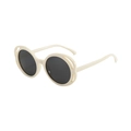 Chic hollow-out flower petal frame sunglasses for kids with dark UV protective lenses - Beige Frame Gray Lens