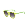 Neon green round frame sunglasses for kids with grey gradient lenses at 45 degree angle - Fluorescent Green Frame Gradient Grey Lenses