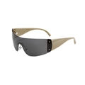 Futuristische champagne oversized zonnebril met grijze glazen en ster-klinknagels - Koffie Frame Grijze Lenzen