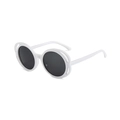 Hollow round frame baby sunglasses in bright white with dark UV protection lenses - White Frame Gray Lens