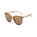 Foldable amber brown kids sunglasses with UV protection in a stylish square frame - Transparent Tea Frame Tea Lens