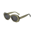 Futuristic olive green thick frame sunglasses with dark lenses for hip-hop fashion styling - Olive Green Frame Gray Lens