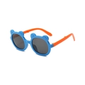 Lunettes de soleil pliables pour enfants monture ours bleu avec branches oranges - D15 Z-4 / Monture Bleue Verres Gris