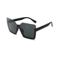 Futuristic matte black wrap-around sunglasses with silver rivets and dark lenses - D12 Y-3 / Black Frame Grey Lens