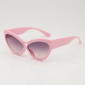 Lunettes de soleil œil de chat roses avec monture cœur ajourée et verres dégradés violets - Rose (Monture Rose Verres Gris)