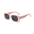 Pink rectangular frame baby sunglasses with dark lenses for UV protection from 45-degree angle - Pink Frame Grey Lens