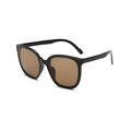 Faltbare Kindersonnenbrille mit stilvollem schwarzem quadratischem Rahmen und braunen Gläsern - Schwarzer Rahmen Tee Gläser