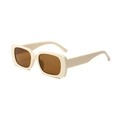 Stylish cream rectangular kids sunglasses with brown lenses and UV protection - Beige Frame Tea Lens