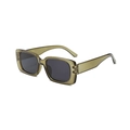 Trendy rectangular toddler sunglasses in olive green with high UV protection lenses - Olive Green Frame Gray Lens