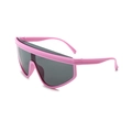 Retro Y2K pinke Kinder-Sonnenbrille mit umlaufendem Rahmen und rauchgrauen Gläsern - Rosa Rahmen Graue Linse