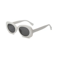 Lunettes de soleil ovales futuristes avec monture blanche et verres gris foncé - Monture Blanche Verres Gris