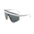 Kinder Sportsonnenbrille mit weißem Rahmen und dunkelgrauen Gläsern im Oversize-Stil - Weißer Rahmen Graue Gläser
