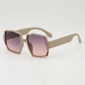 Kids irregular square frame sunglasses with gradient lenses and matte beige finish - Coffee Frame
