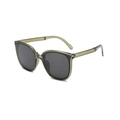 Modern olive green transparent resin foldable sunglasses for children with dark gray lenses - Olive Green Frame Gray Lens