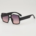 Kids trendy geometric matte black sunglasses with purple gradient lenses - Black Frame