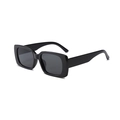 Chic black rectangular kids sunglasses with thick frames and dark lenses for UV protection - Black Frame Grey Lens