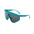 Pfauengrüne Kinder-Schild-Sonnenbrille mit breitem Rahmen und grauen UV-Gläsern - Blauer Rahmen Graue Linsen