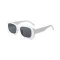 Stylish white rectangular children sunglasses with dark lenses for UV protection - White Frame Gray Lens