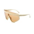 Kids oversized wrap sunglasses with cream beige frame and orange translucent lenses - Beige Frame Tea Lens