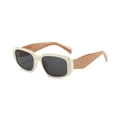 Kids vintage sun glasses in cream white frame and brown temples with dark lenses - Cream White Frame Brown Temple Grey Lens