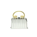 Clutch metallizzata argento con manici a drago dorati e trama a prismi - Strisce Verticali Argento