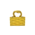 Niche acrylic handbag in metallic gold with geometric quilted design and irregular handle - Streamlined Handle Gold