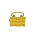 Golden acrylic evening bag with geometric rhombic texture and lion head metal handles - Lion Head Handle Gold