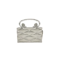 Silver metallic acrylic handbag with 3D diamond pattern and lion head handle detail - Lion Head Handle Silver