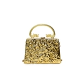 Golden acrylic box bag with ice-crack texture and dragon head handles for evening - Hammered Texture Gold